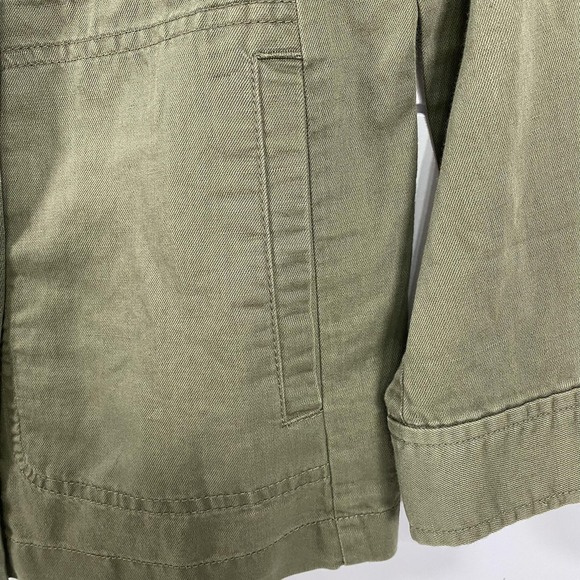 Talbots Jacket Womens XS Green Utility Button Front Cotton Linen Safari Belted - Picture 5 of 14